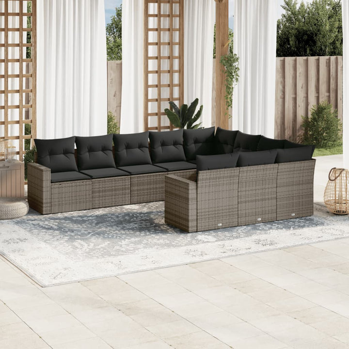 Set Canapele De Grădină Cu Perne, 10 Piese, , Poliratan
