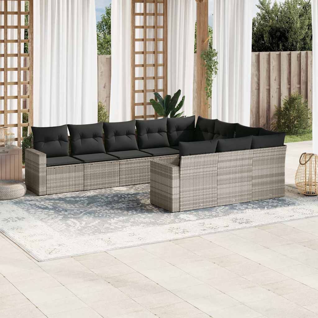 Set Canapele De Grădină Cu Perne, 10 Piese, , Poliratan