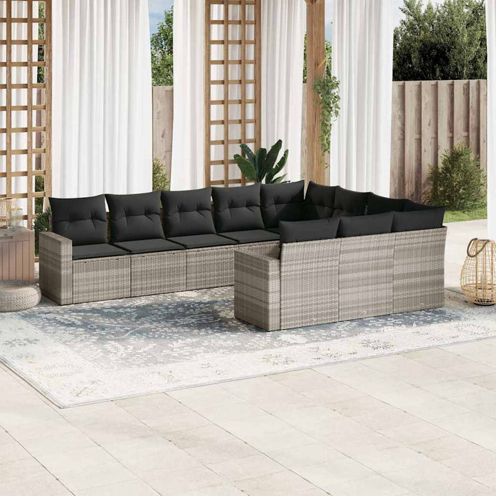 Set Canapele De Grădină Cu Perne, 10 Piese, , Poliratan