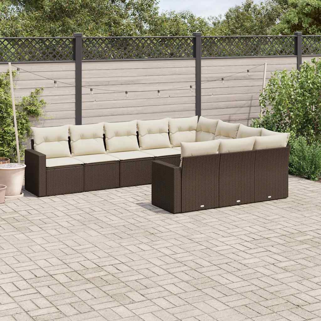 Set Canapele De Grădină Cu Perne, 10 Piese, , Poliratan