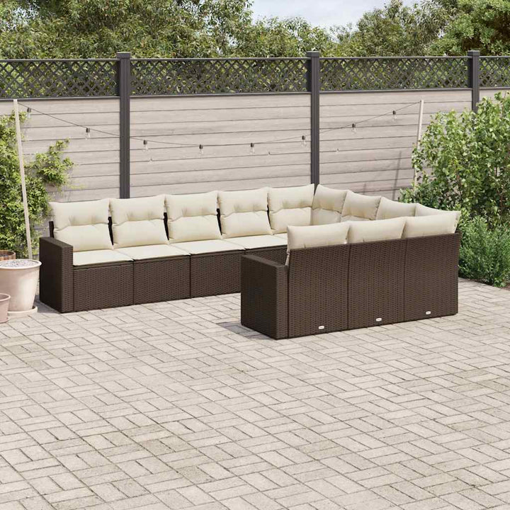 Set Canapele De Grădină Cu Perne, 10 Piese, , Poliratan