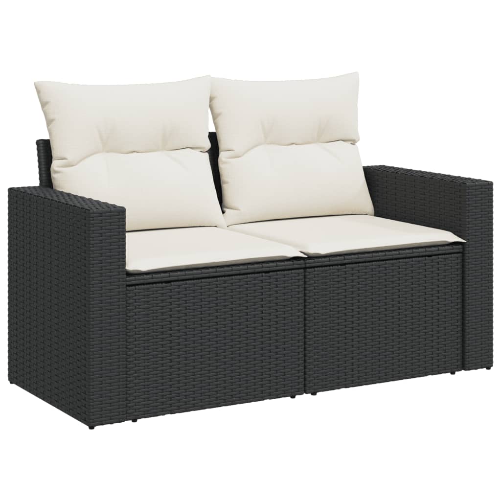 Set Canapele De Grădină Cu Perne, 10 Piese, Negru, Poliratan
