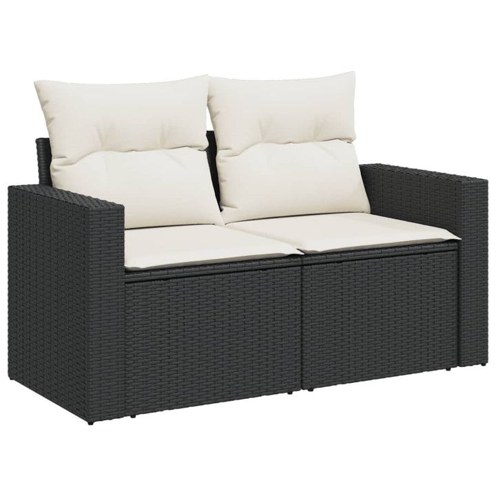 Set Canapele De Grădină Cu Perne, 10 Piese, Negru, Poliratan