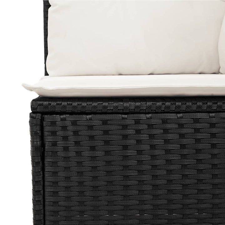 Set Canapele De Grădină Cu Perne, 10 Piese, Negru, Poliratan