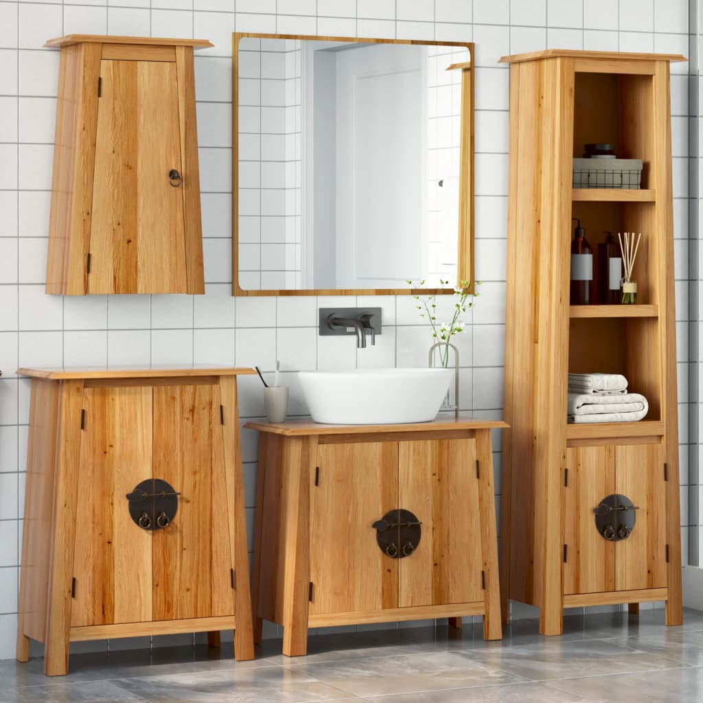 Set De Baie, 5 Piese, Lemn Masiv De Pin