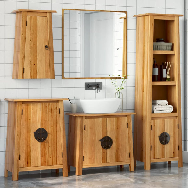 Set De Baie, 5 Piese, Lemn Masiv De Pin