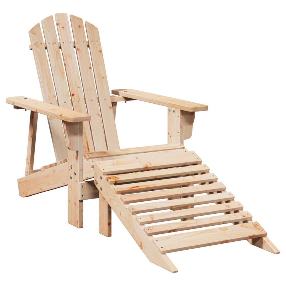 Scaun Adirondack Cu Taburet, Lemn Masiv De Brad