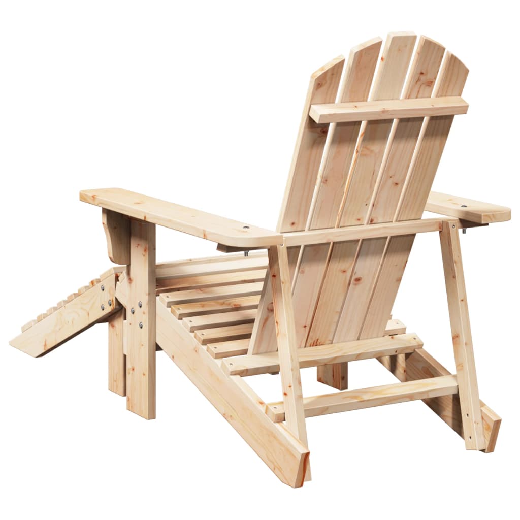 Scaun Adirondack Cu Taburet, Lemn Masiv De Brad