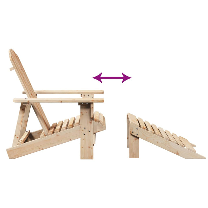 Scaun Adirondack Cu Taburet, Lemn Masiv De Brad