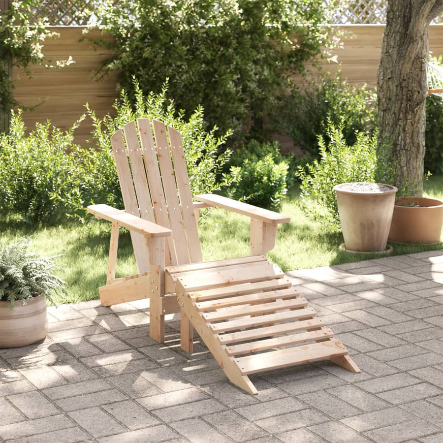 Scaun Adirondack Cu Taburet, Lemn Masiv De Brad