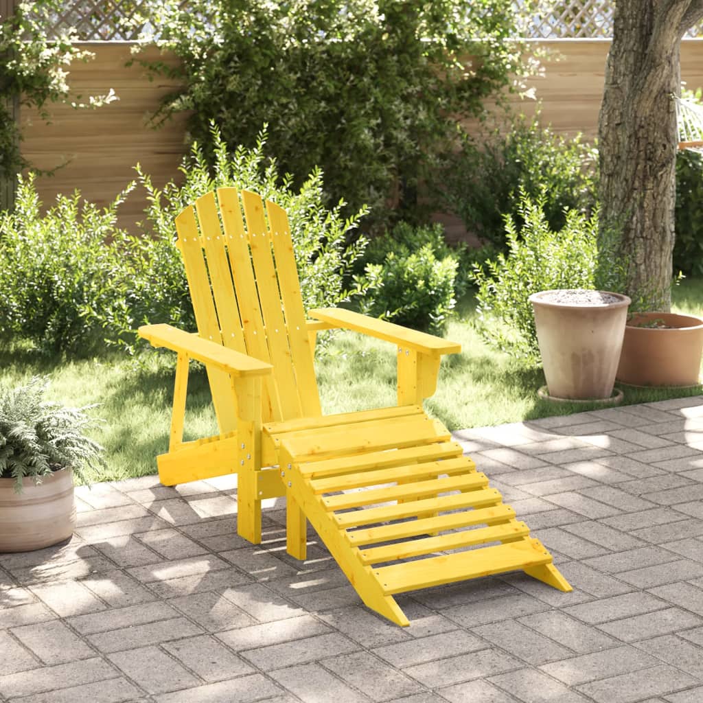 Scaun Adirondack Cu Taburet, Lemn Masiv De Brad