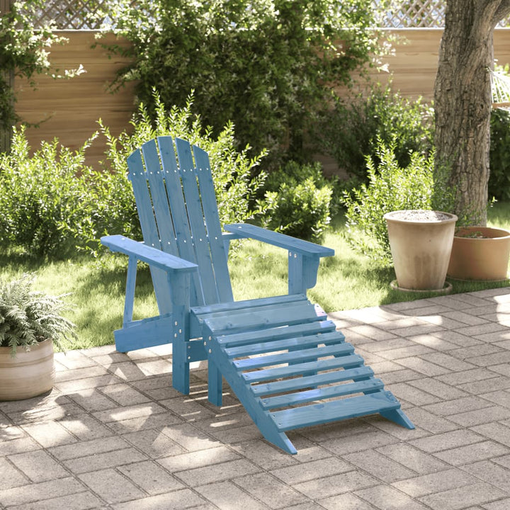 Scaun Adirondack Cu Taburet, Lemn Masiv De Brad