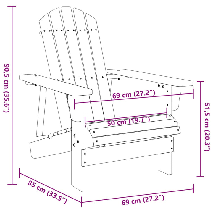 Scaun Adirondack, , 69X85X90,5 Cm, Lemn Masiv De Brad