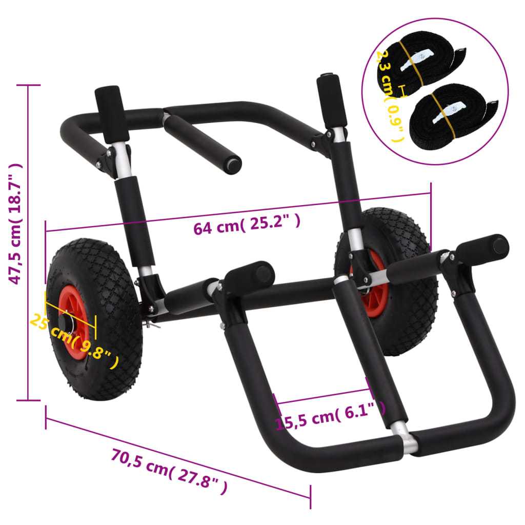 Cărucior De Caiac Pliabil, 90 Kg, Aluminiu