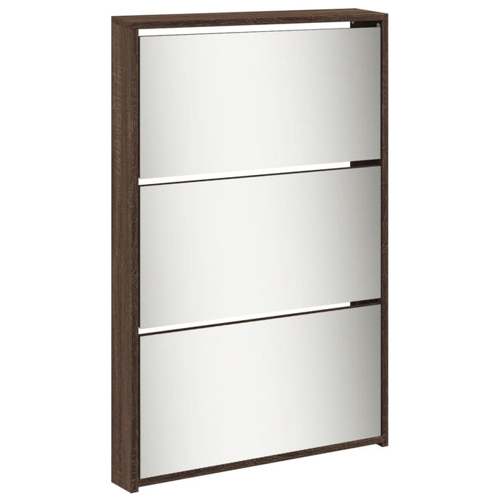 Pantofar Cu Oglindă, 5 Niveluri, Stejar Maro, 63X17X169,5 Cm
