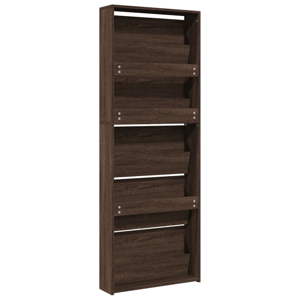 Pantofar Cu Oglindă, 5 Niveluri, Stejar Maro, 63X17X169,5 Cm