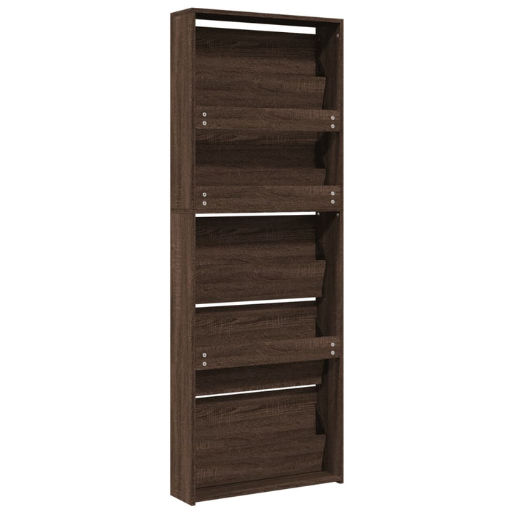 Pantofar Cu Oglindă, 5 Niveluri, Stejar Maro, 63X17X169,5 Cm
