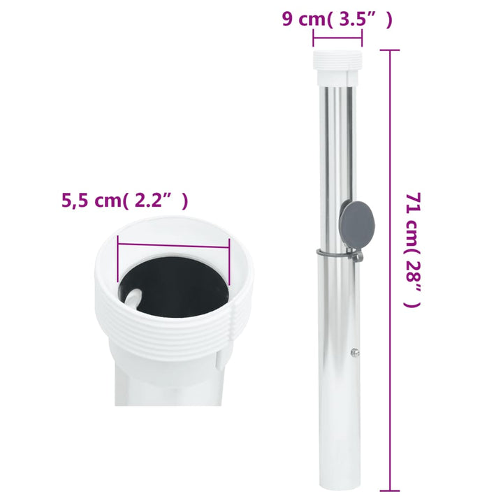 Bază Umbrelă Îngropată Pentru Tijă De 40-50Mm Argintiu Aluminiu