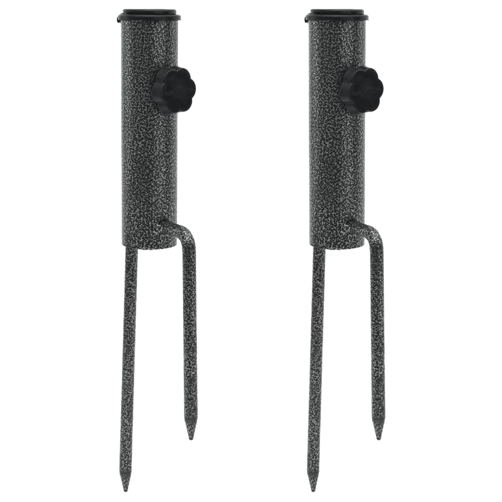 Suporturi De Umbrelă Cu Țăruși, 2 Buc. 9X35 Cm Oțel Galvanizat