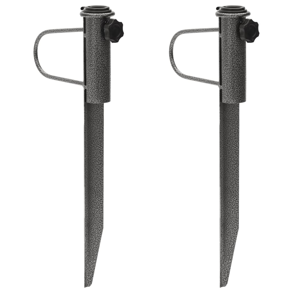 Suporturi De Umbrelă Cu Țăruși, 2 Buc. 19X42 Cm Oțel Galvanizat