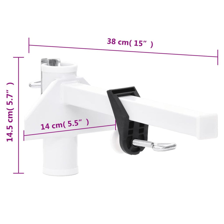 Clemă De Umbrelă Pentru Balcon, Alb, 38 Mm, Oțel