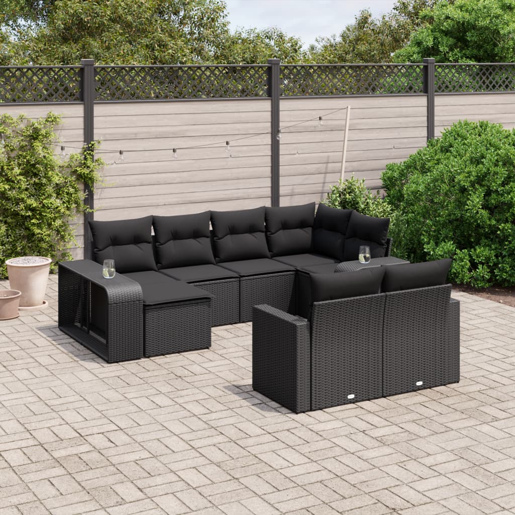 Set Mobilier De Grădină Cu Perne, 10 Piese, , Poliratan