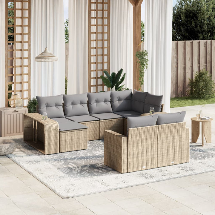 Set Mobilier De Grădină Cu Perne, 10 Piese, , Poliratan