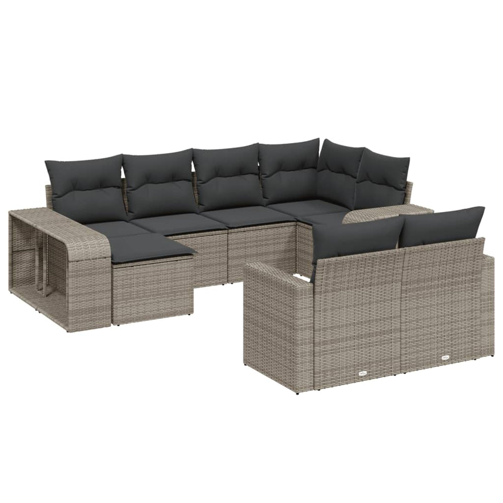 Set Mobilier De Grădină Cu Perne, 10 Piese, , Poliratan