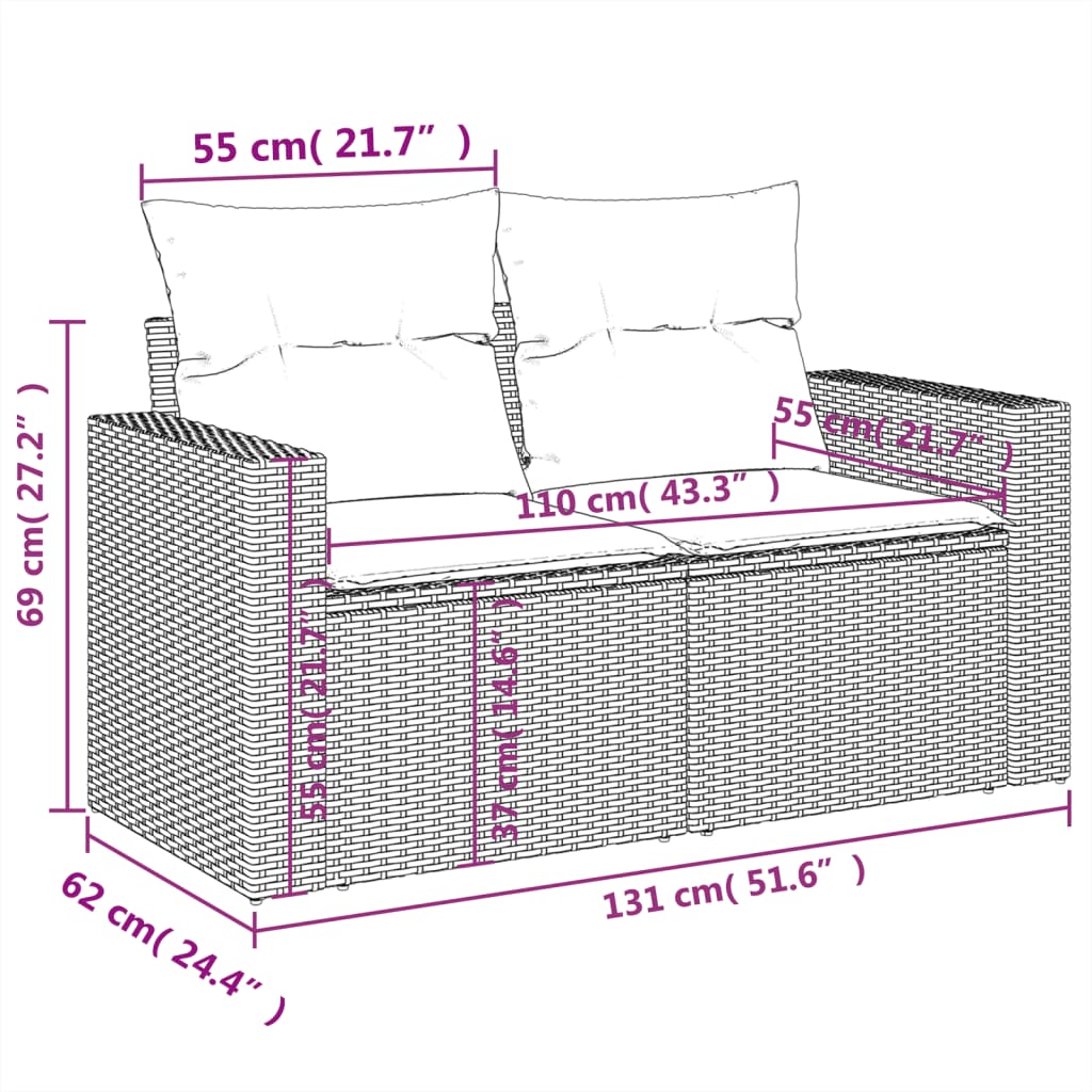 Set Mobilier De Grădină Cu Perne, 10 Piese, , Poliratan
