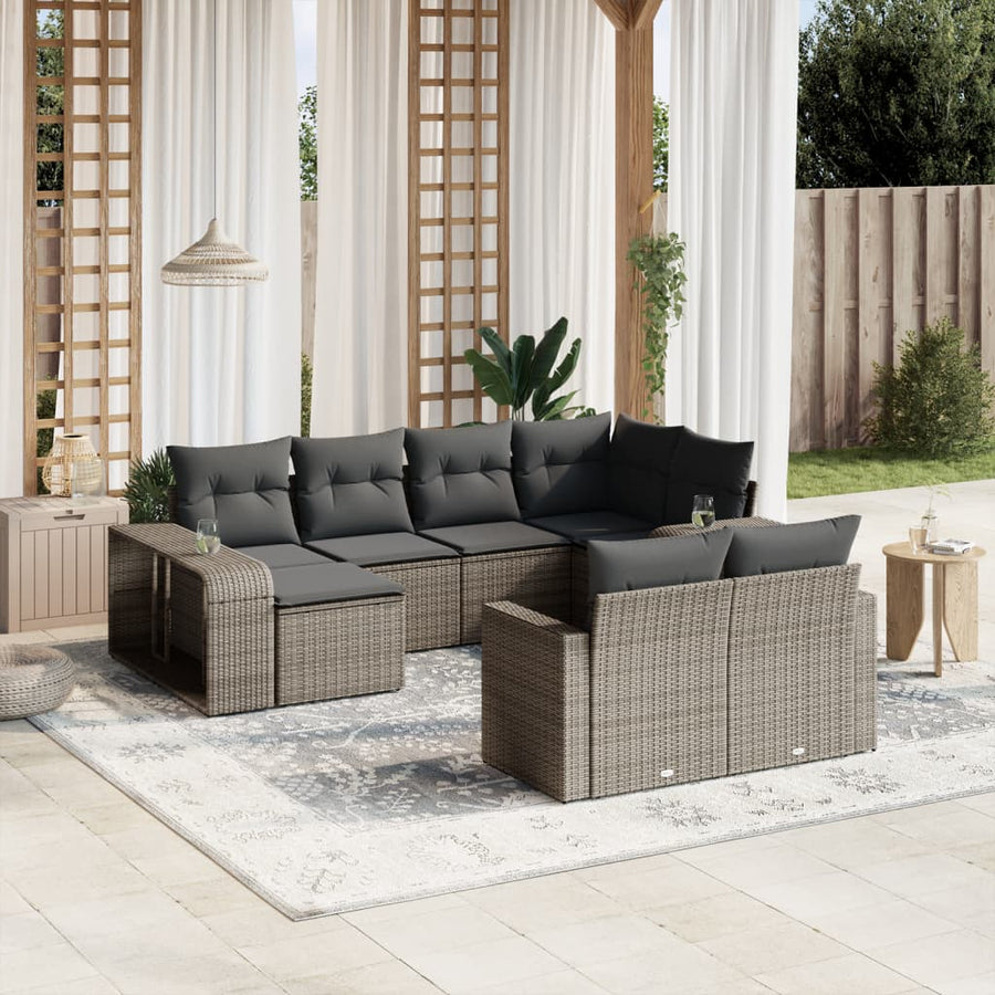 Set Mobilier De Grădină Cu Perne, 10 Piese, , Poliratan