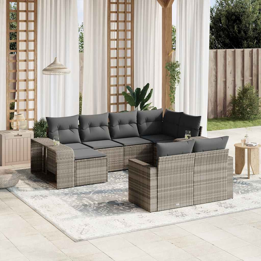 Set Mobilier De Grădină Cu Perne, 10 Piese, , Poliratan