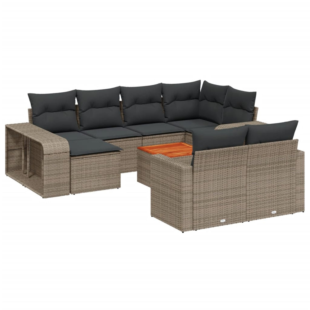 Set Canapele De Grădină Cu Perne, 11 Piese, , Poliratan