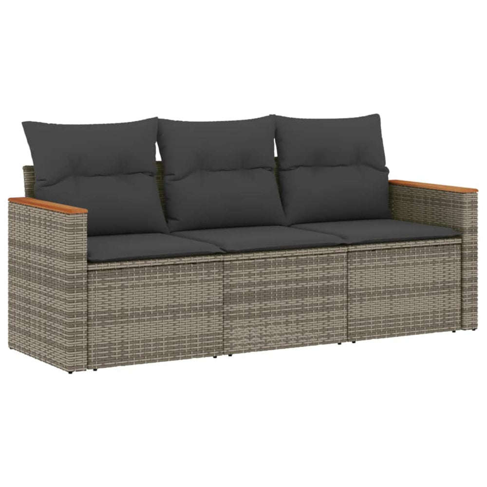 Set Canapea De Grădină Cu Perne, 3 Piese, , Poliratan