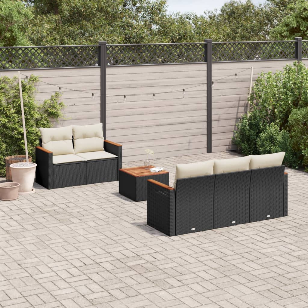 Set Mobilier Grădină Cu Perne, 6 Piese, , Poliratan