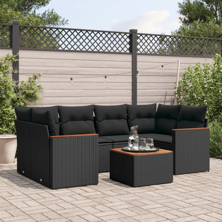 Set Canapele De Grădină, 7 Piese, Cu Perne, , Poliratan