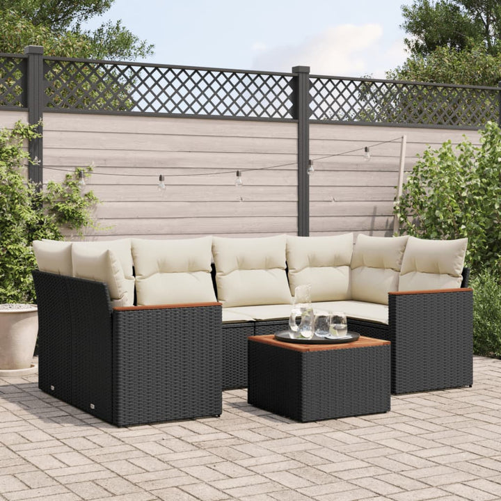 Set Canapele De Grădină, 7 Piese, Cu Perne, , Poliratan