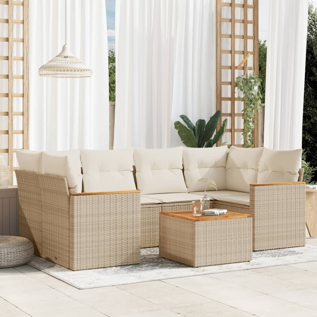 Set Canapele De Grădină, 7 Piese, Cu Perne, , Poliratan