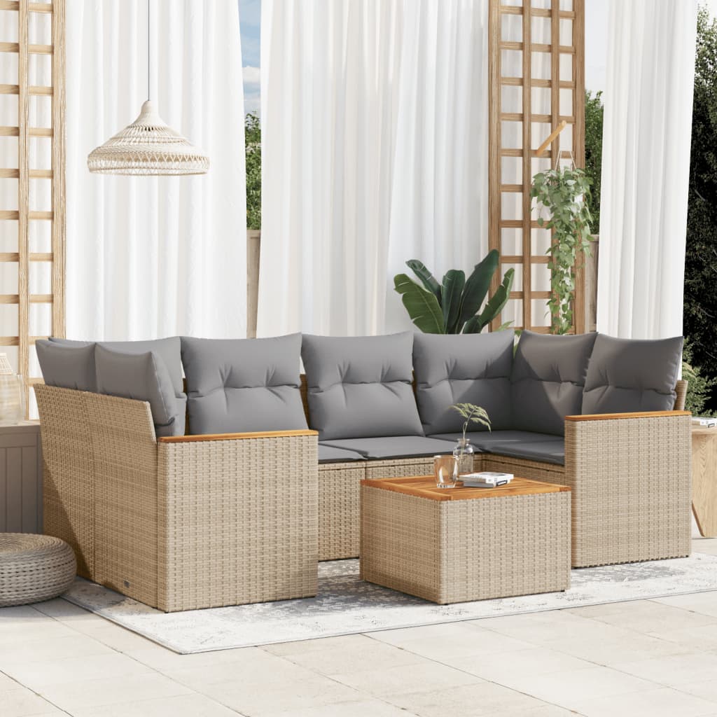 Set Canapele De Grădină, 7 Piese, Cu Perne, , Poliratan