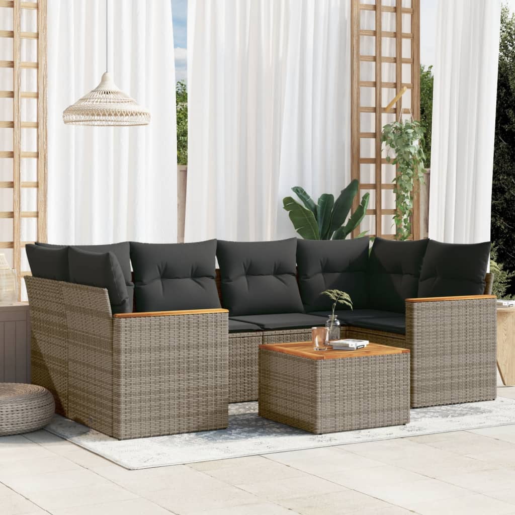 Set Canapele De Grădină, 7 Piese, Cu Perne, , Poliratan