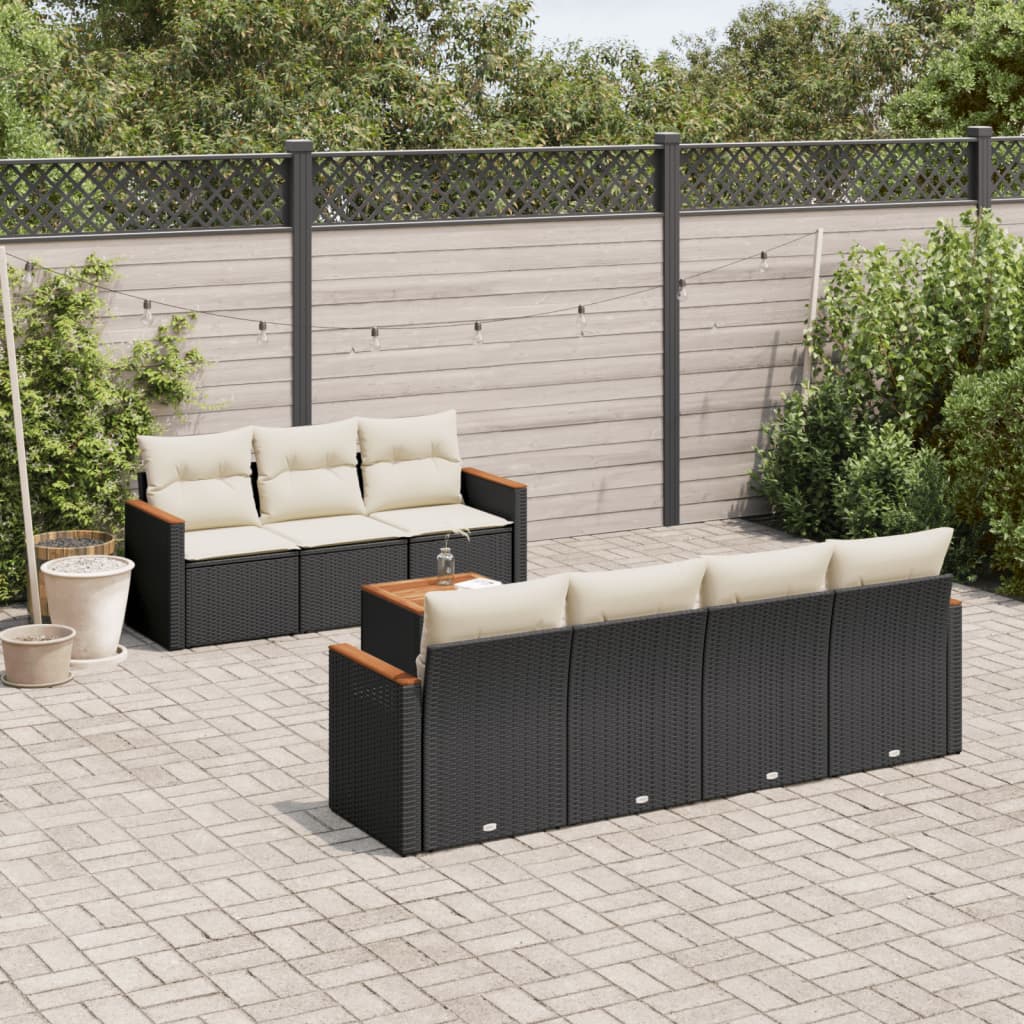 Set Mobilier De Grădină Cu Perne, 8 Piese, , Poliratan