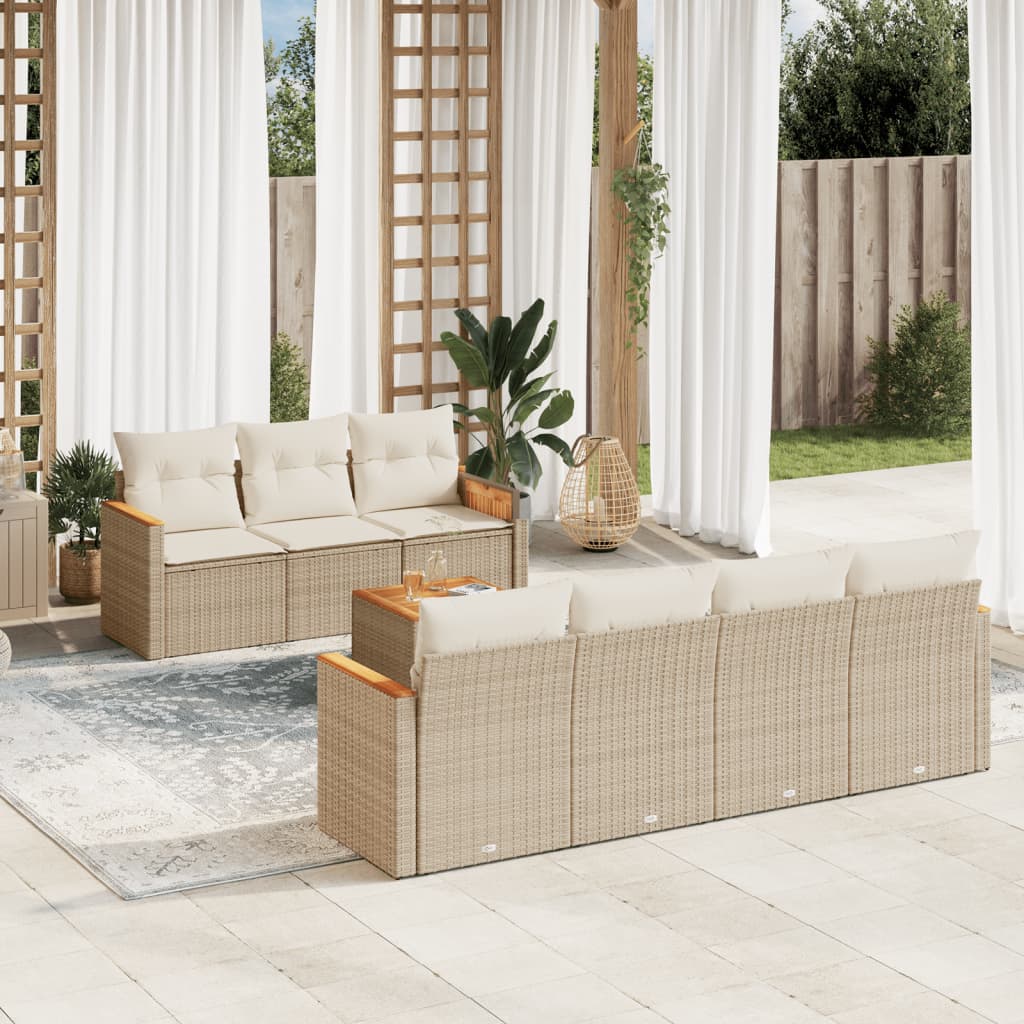 Set Mobilier De Grădină Cu Perne, 8 Piese, , Poliratan