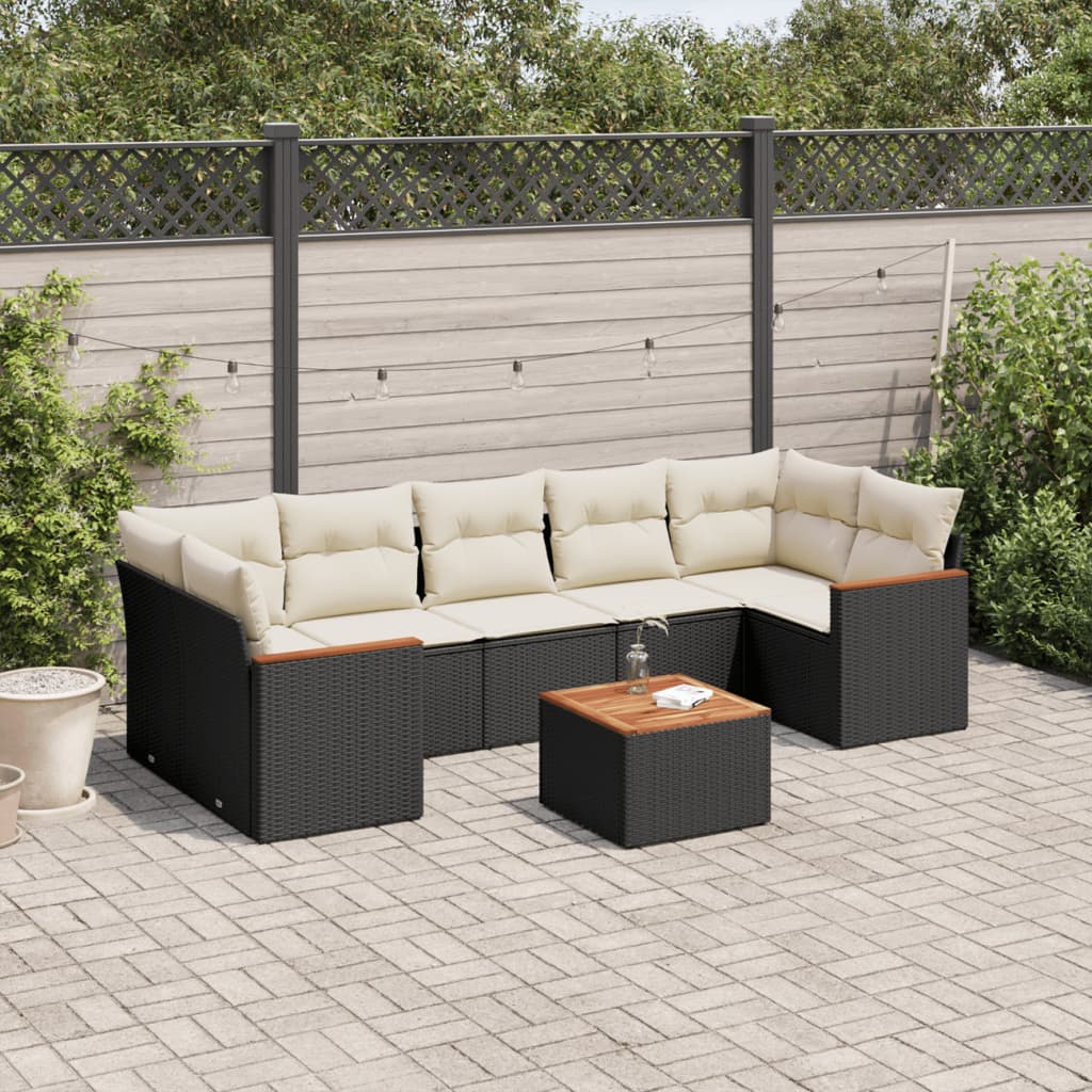 Set Canapele De Grădină Cu Perne, 8 Piese, , Poliratan