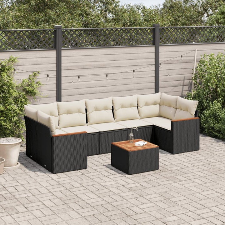 Set Canapele De Grădină Cu Perne, 8 Piese, , Poliratan