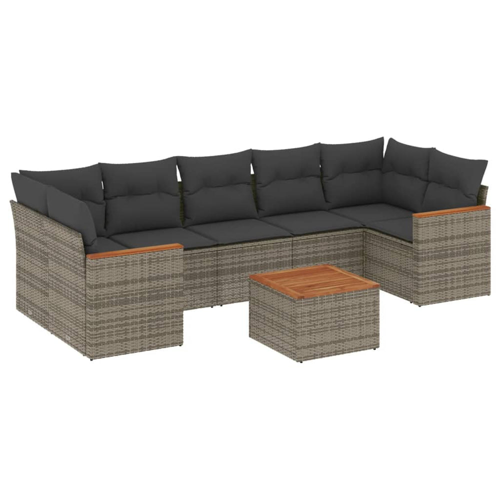 Set Canapele De Grădină Cu Perne, 8 Piese, , Poliratan