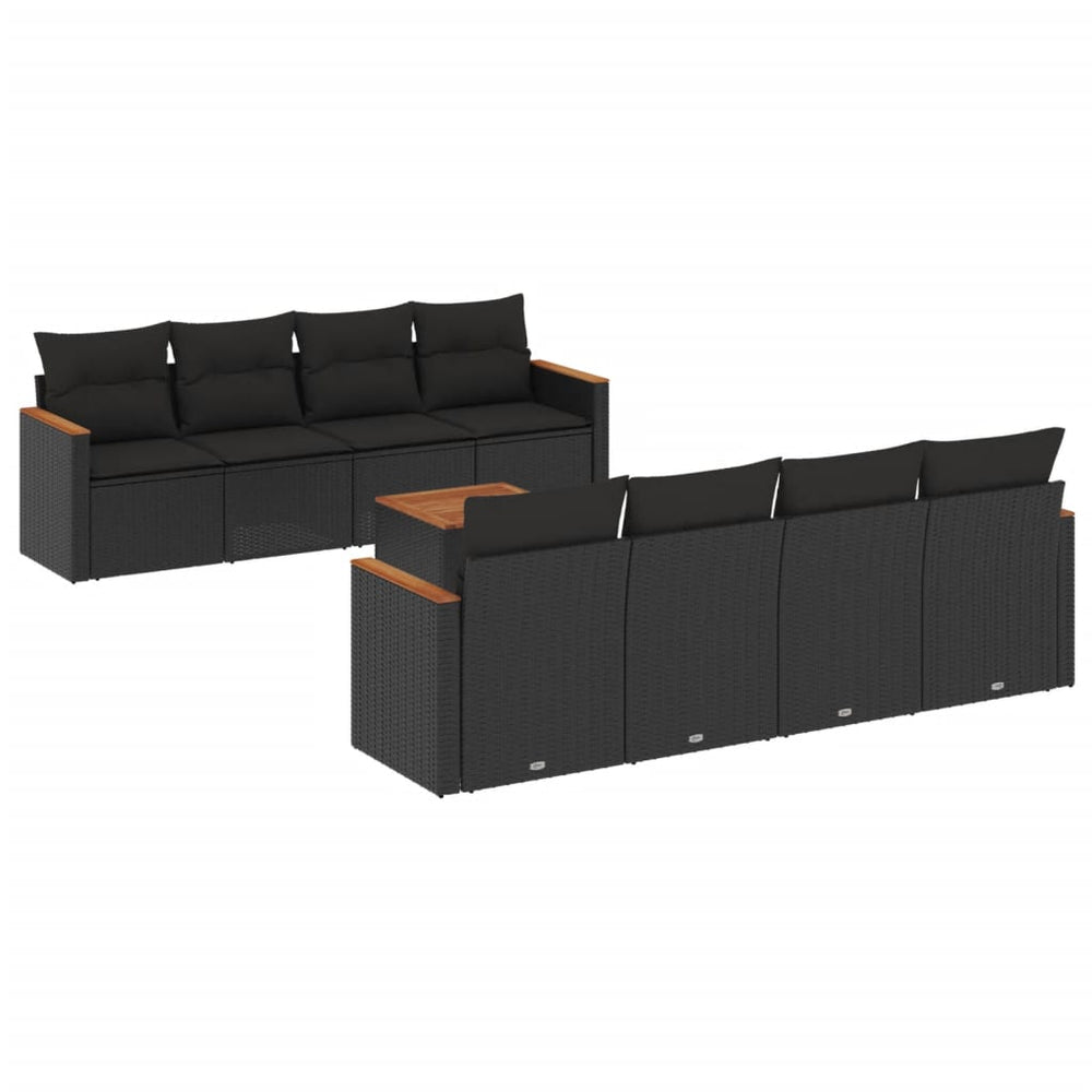 Set Mobilier De Grădină Cu Perne, 9 Piese, , Poliratan