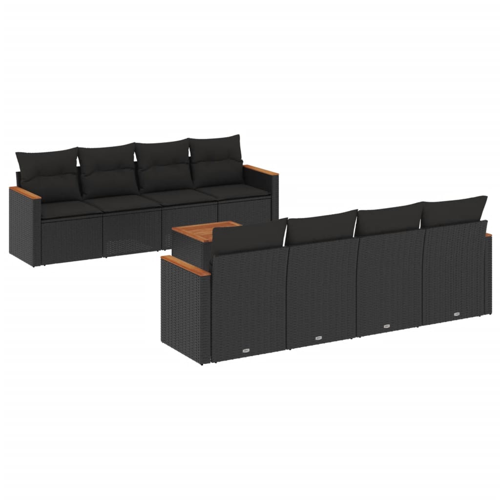 Set Mobilier De Grădină Cu Perne, 9 Piese, , Poliratan