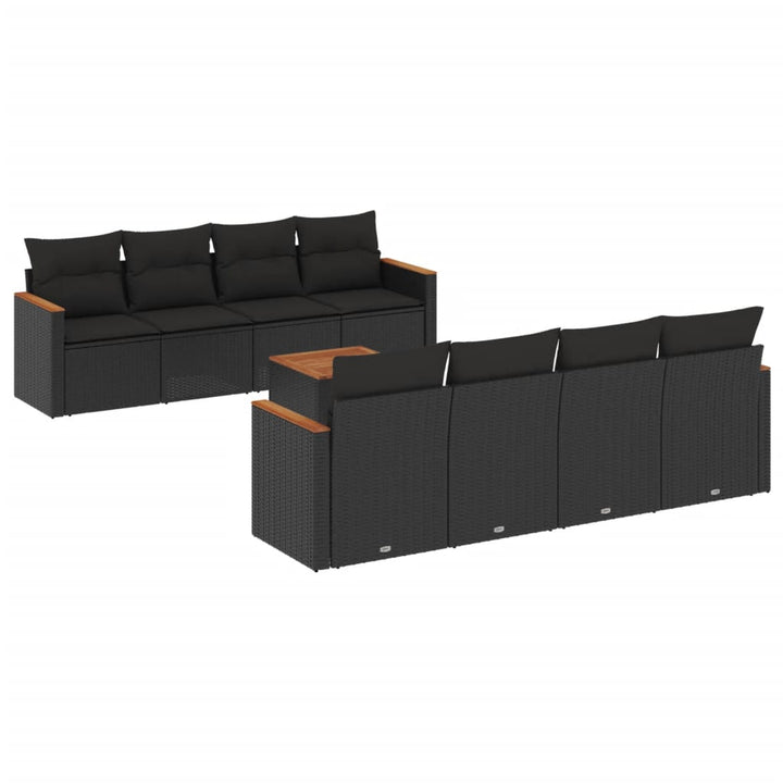Set Mobilier De Grădină Cu Perne, 9 Piese, , Poliratan