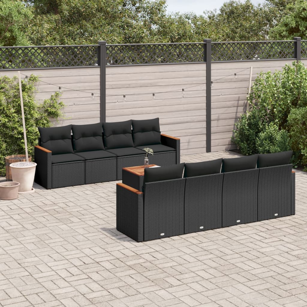 Set Mobilier De Grădină Cu Perne, 9 Piese, , Poliratan