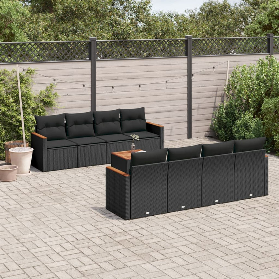 Set Mobilier De Grădină Cu Perne, 9 Piese, , Poliratan