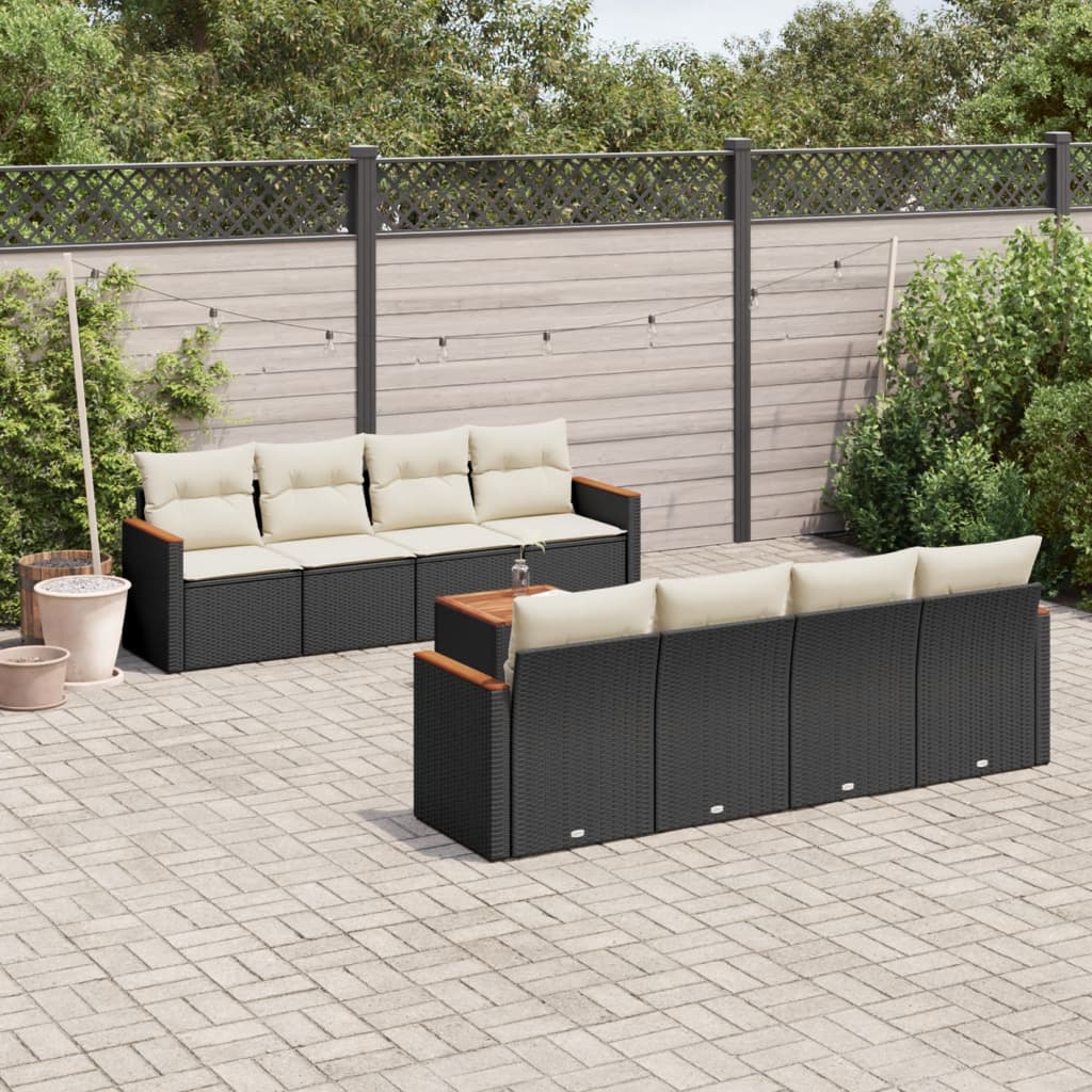 Set Mobilier De Grădină Cu Perne, 9 Piese, , Poliratan